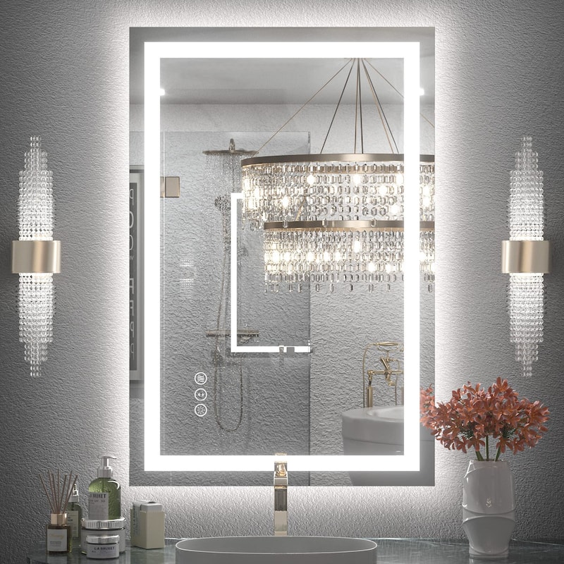 KIOTEE Super Bright Anti-fog LED Bathroom Mirror with Backlit and Front Lighting 3-Year Warranty - 36x24
