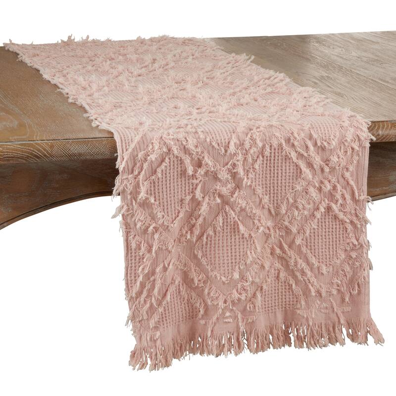 Waffle Weave Table Runner With Fringe Design