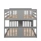 preview thumbnail 7 of 7, Full Over Full Bunk Bed w/Ladder, Solid Wood Bunk Platform Bedframe with Full Length Guardrail & Headboard, No Spring Box Needed