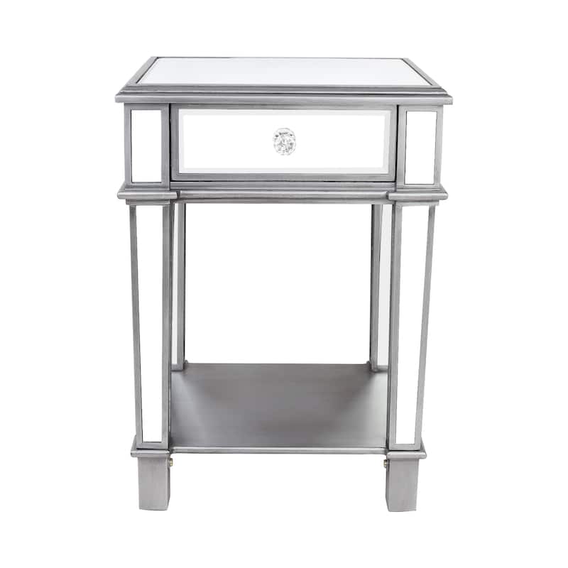 1-drawer Mirrored Accent End Table