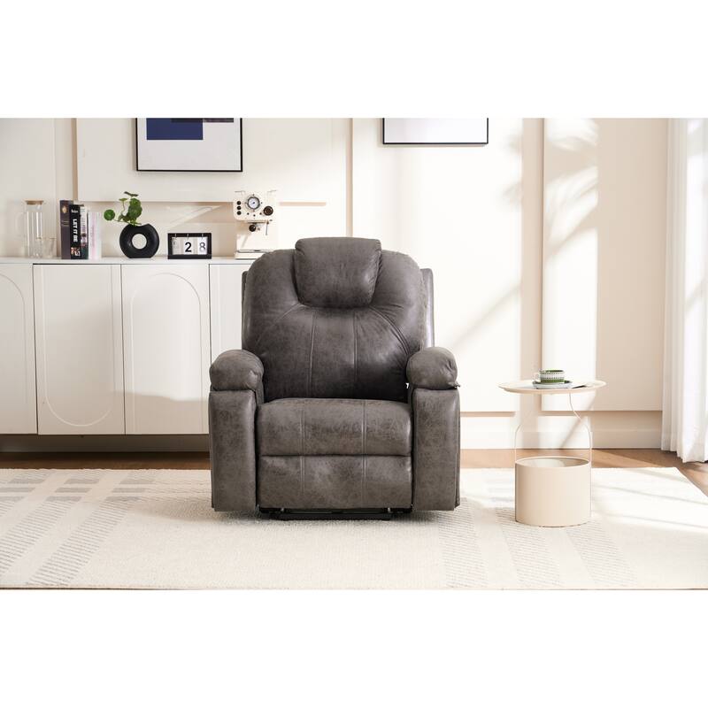 Power Lift Recliner Chair Overstuffed Wide Massage Chair Heavy Duty and Safety Motion Reclining Mechanism with Side Pockets