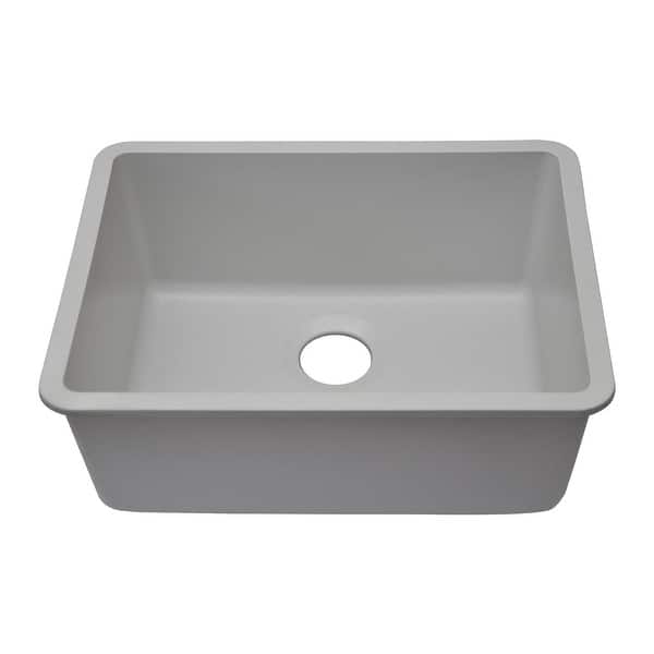 slide 2 of 10, 23 Inch Lexicon Platinum Quartz Composite Drop-in Undermount Single Bowl Galaxy White Kitchen Sink LP-2318-W-SO Galaxy White