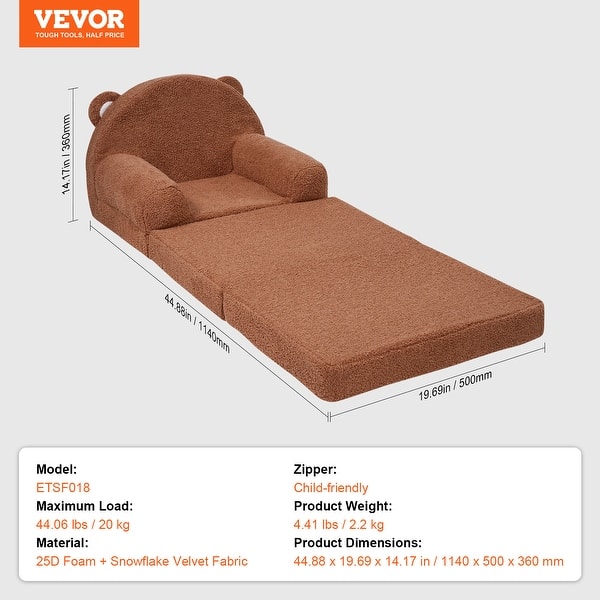 dimension image slide 0 of 5, Kids Couch, Toddler Couch Sofa Bed Fold Out, Convertible Sofa to Lounger, Kids Chair Seat Playroom Furniture
