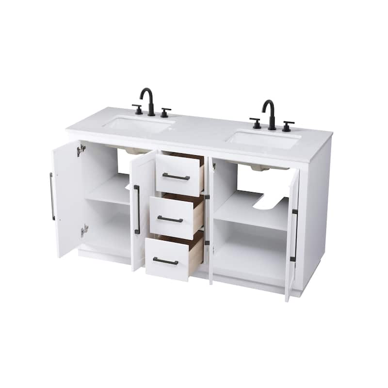 Elegant Lighting VF29060D Chase 60" Free Standing Double Basin Vanity