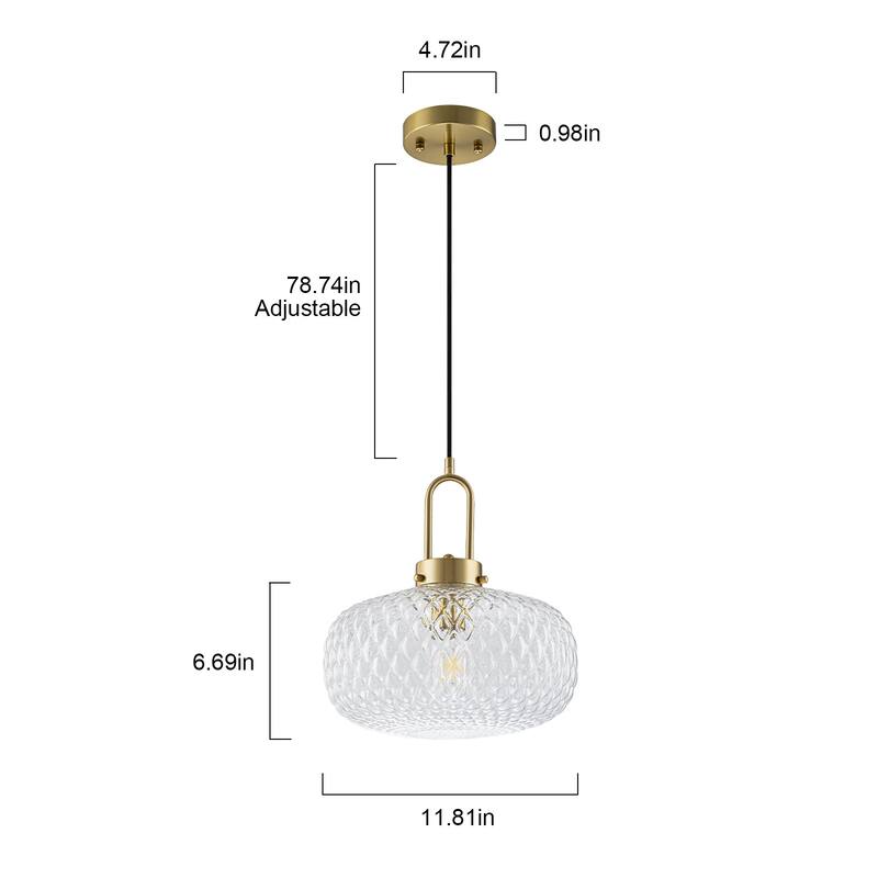 1-Light Modern Clear Glass Pendant Light - 11.8