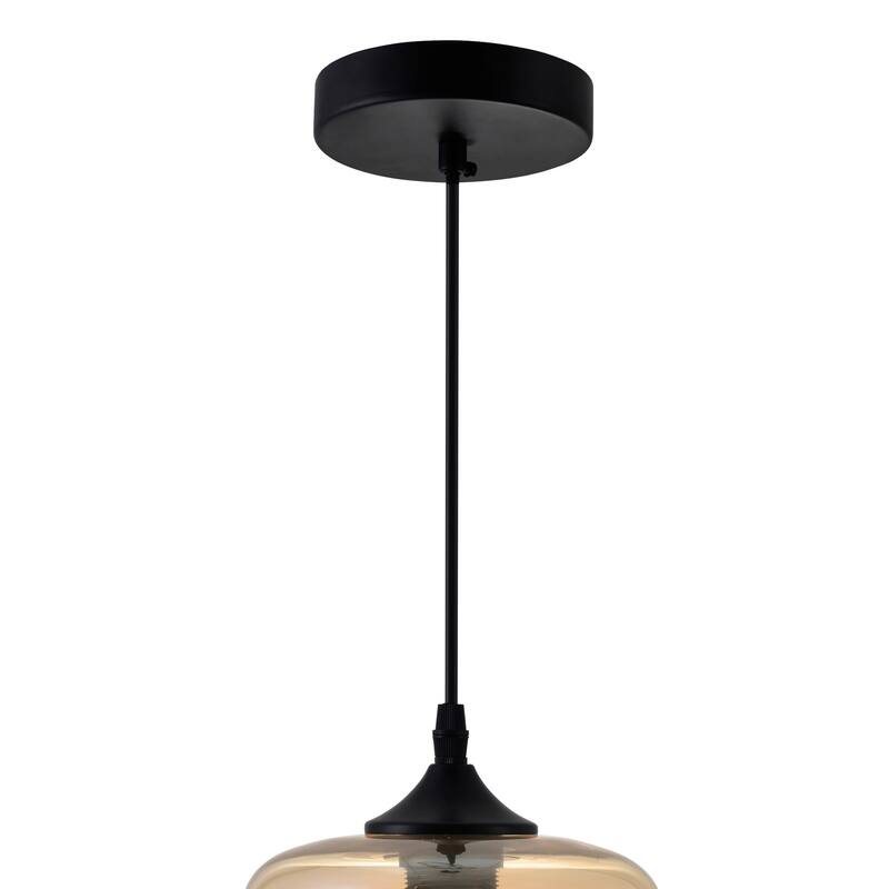 Glass 1 Light 7in Cognac Down Mini Pendant - Transparent Cognac