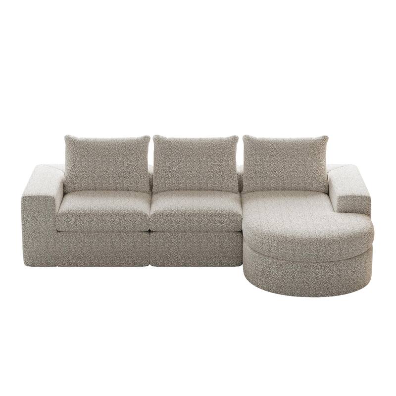 99" L-Shaped Chenille Sectional - 3-Piece Modular Cloud Sofa with Chaise, No Assembly Required