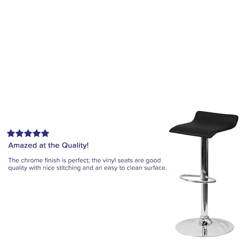 2 Pack Contemporary Vinyl Adjustable Height Barstool with Solid Wave Seat - 15"W x 15"D x 25.5" - 34"H