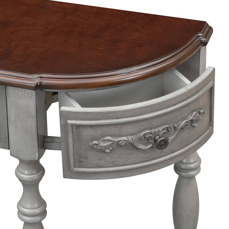 52'' Curved Console Table Sofa Table Entryway Table with 4 Drawers and 1 Shelf