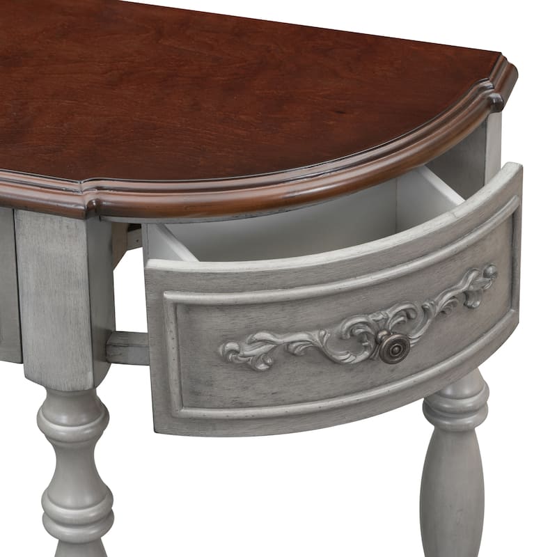 Modern Curved Console Table with 4 Drawers and 1 Shelf