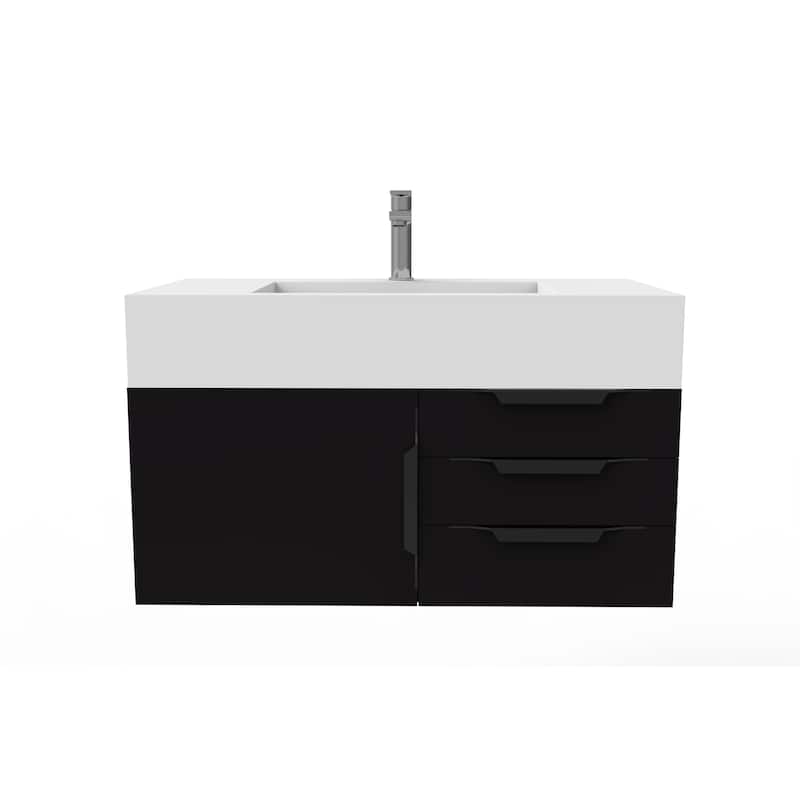 Nile 36-Inch Wall Mounted Bathroom Vanity Set w/ White Top