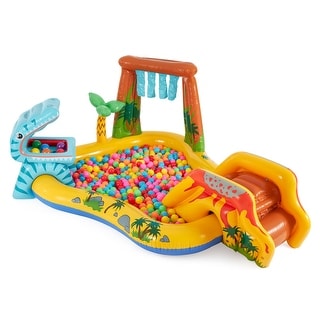 Intex Inflatable Kids Dinosaur Play Center Outdoor Water Park Pool with Slide - 10