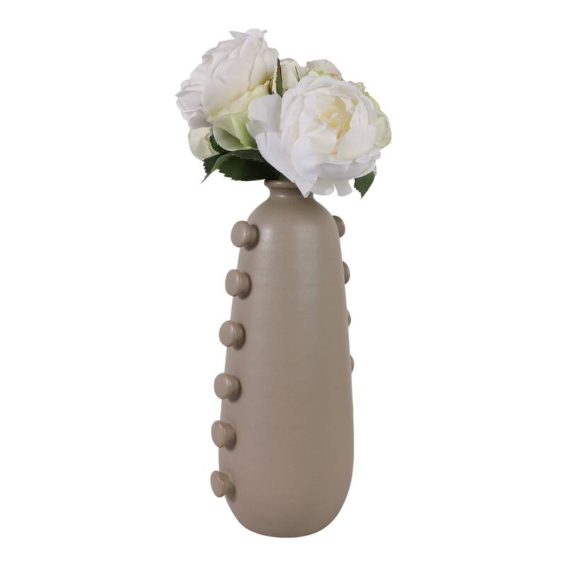 Stoneware Vase Unique Artistic Side Detailing Contemporary Home Decor