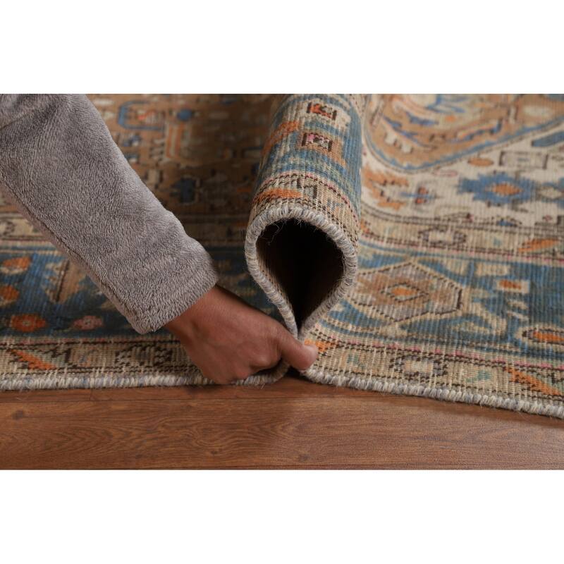 Brown Tabriz Persian Area Rug Hand-Knotted Geometric Wool Carpet - 6'5"x 9'8"