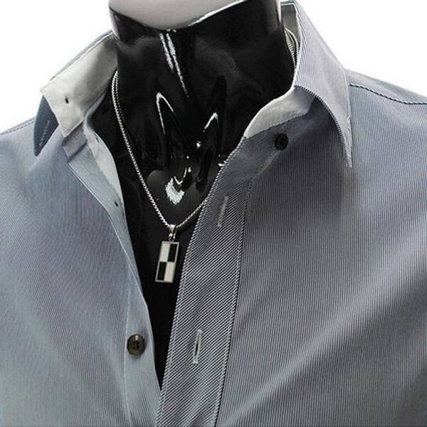 Shop Men S Korean Fashion Slim Stripe Long Sleeve Shirt Trend Of