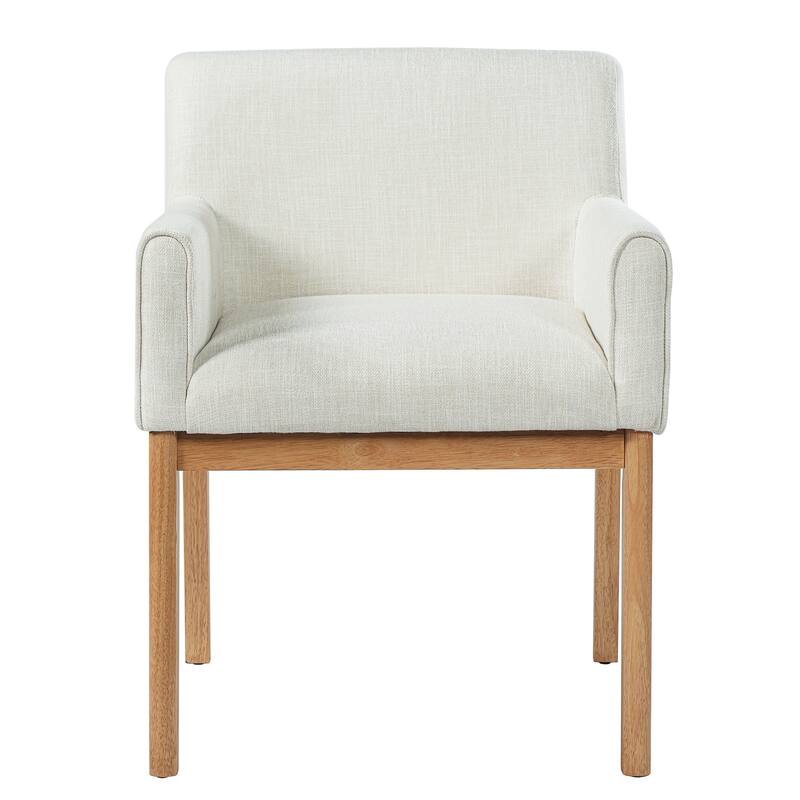 Christopher Knight Home - Elara Modern Upholstered Dining Arm Chair with Rubberwood Legs - Fabric Padded Seat