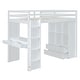 preview thumbnail 16 of 18, White Full Size Solid Wood Loft Bed with large shelves, writing desk and LED Light for Bedroom
