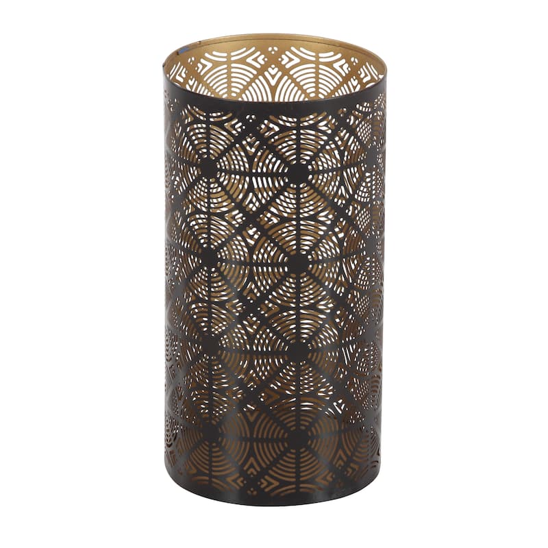 Dark Brown Metal Decorative Geometric Indoor Outdoor Candle Lantern (Set of 3)