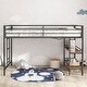 preview thumbnail 10 of 16, twin loft bunk black with Cinnamon wood shelf Black-1 - Twin