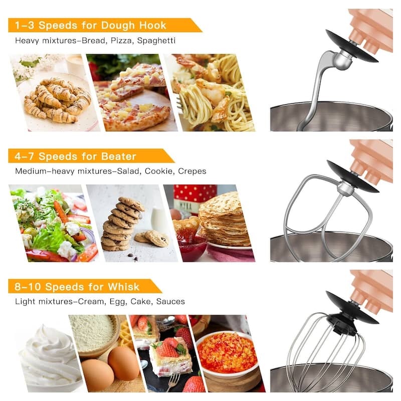 7.5 Quarts 10 Speed Tilt Head Kitchen Stand Mixer
