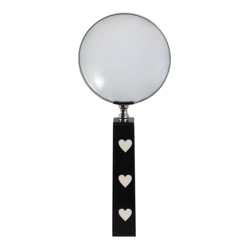Resin Glass Decorative Object Heart Magnifying Glass Decor - 10" Black - 4" x 4" x 10" - Black - 4" x 4" x 10"