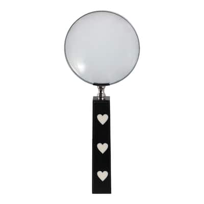 Resin Glass Decorative Object Heart Magnifying Glass Decor - 10" Black - 4" x 4" x 10"