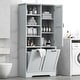 preview thumbnail 2 of 75, GDFStudio - Elijah Tall Bathroom Cabinet with Tilt-Out Laundry Hampers and Adjustable Shelves Storage Cabinet - Gray