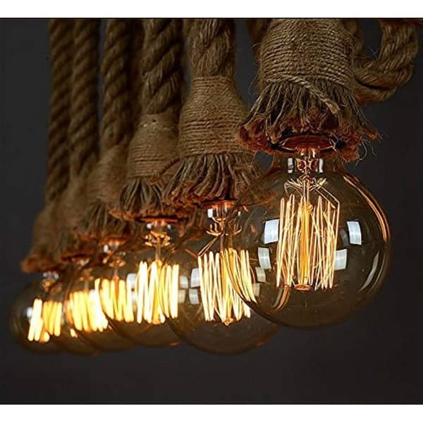 6 Light Industrial Chandelier Hemp Rope Twisted Pendant Light Fixture Rust On Sale Overstock 24126945