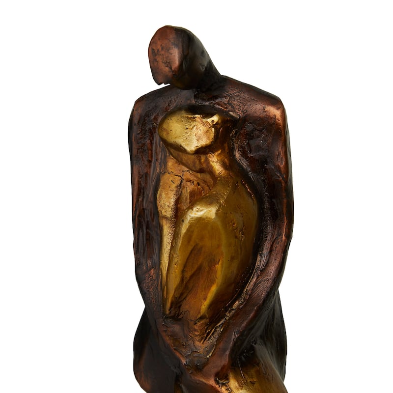 Bronze Polystone People Decorative Sculpture (Set of 2)