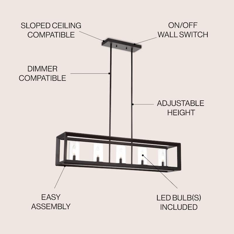 Anna Linear Metal/Glass LED Pendant, Oil Rubbed Bronze by JONATHAN Y