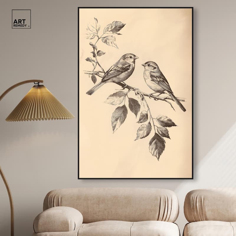 Pair of Finches II Canvas by Art Remedy