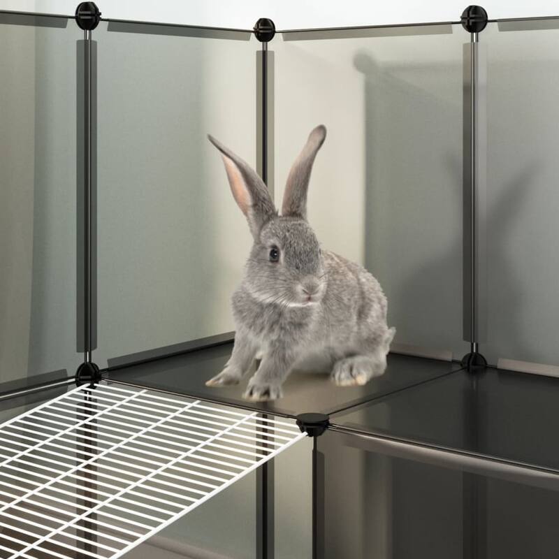 vidaXL Small Animal Cage Black/Transparent 56.3"x42.1"x36.6" PP and Steel