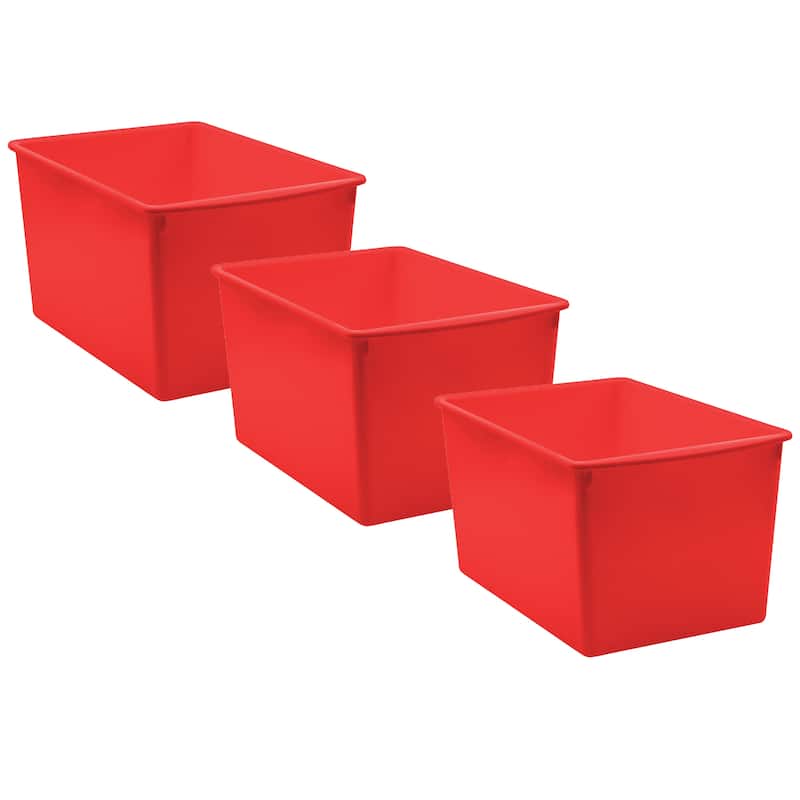 Teacher Created Resources Red Plastic Multi-Purpose Bin, Pack of 3