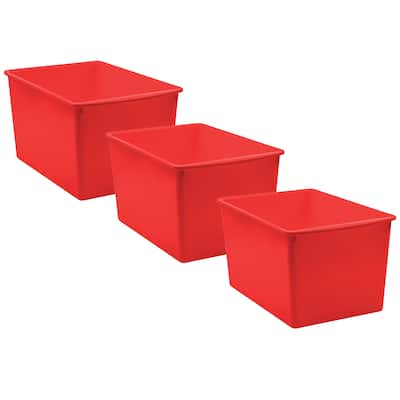 Teacher Created Resources Red Plastic Multi-Purpose Bin, Pack of 3