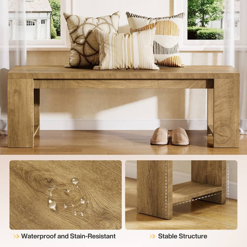 47.2" Wooden Entryway Bench, Modern Farmhouse Shoe Bench