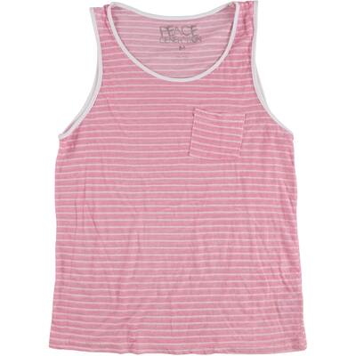 Peace Generation Womens Striped Pocket Tank Top,, Pink, Medium