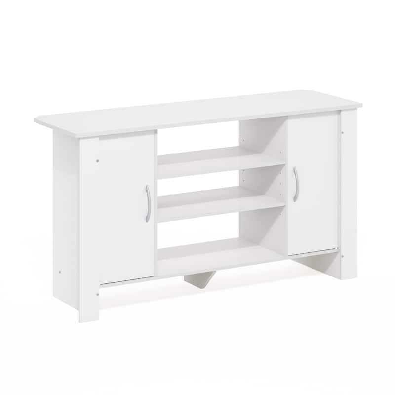 Furinno Econ TV Stand Entertainment Center, White - White