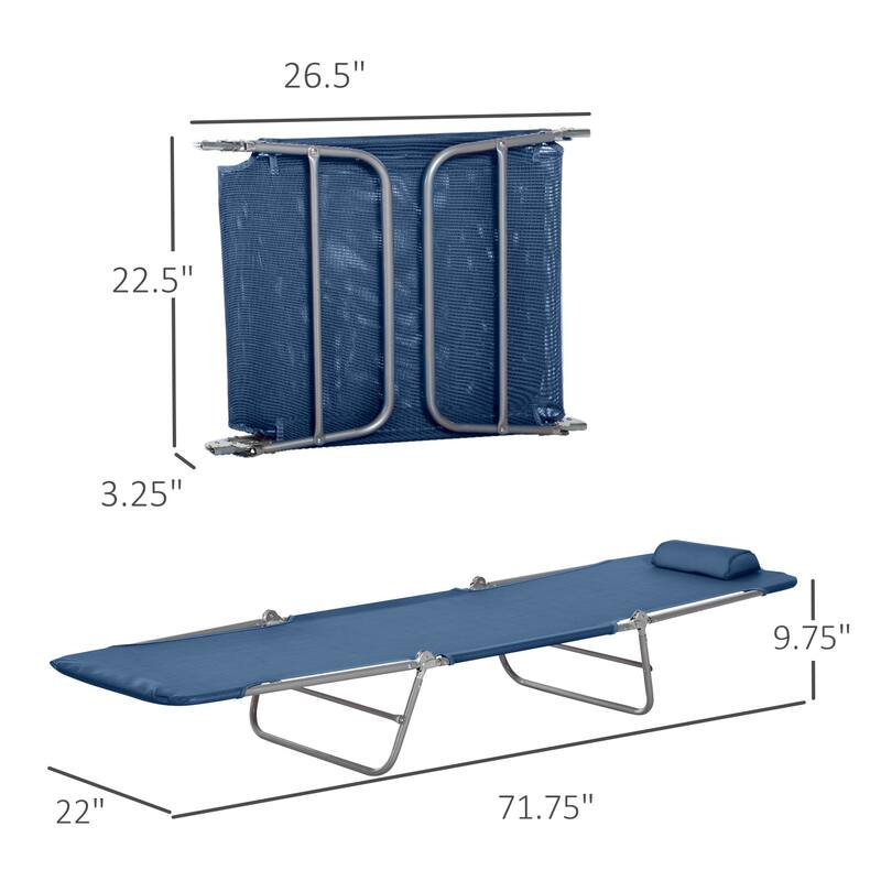Outdoor Folding Chaise Lounge Chair,Patio Sun Tanning Chair with 6-Position Reclining Back,Breathable Mesh Seat and Headrest