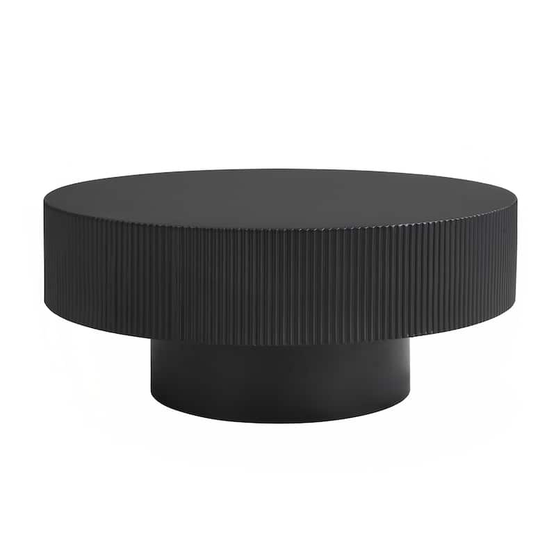 Round Coffee Table with 6.8" Thick Tabletop, Modern Drum End Table