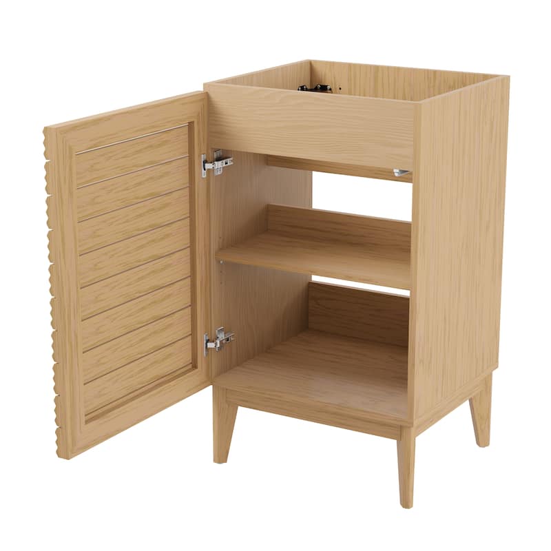 Javer Thin Linear Slat Modern Farmhouse 2-Shelf Bath Vanity Cabinet Only (Sink Basin not Included), by JONATHAN Y
