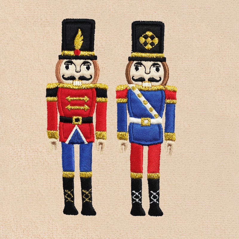 Authentic Hotel and Spa Christmas NUTCRACKERS Embroidered Luxury 100% Turkish Cotton Hand Towels Set of 2