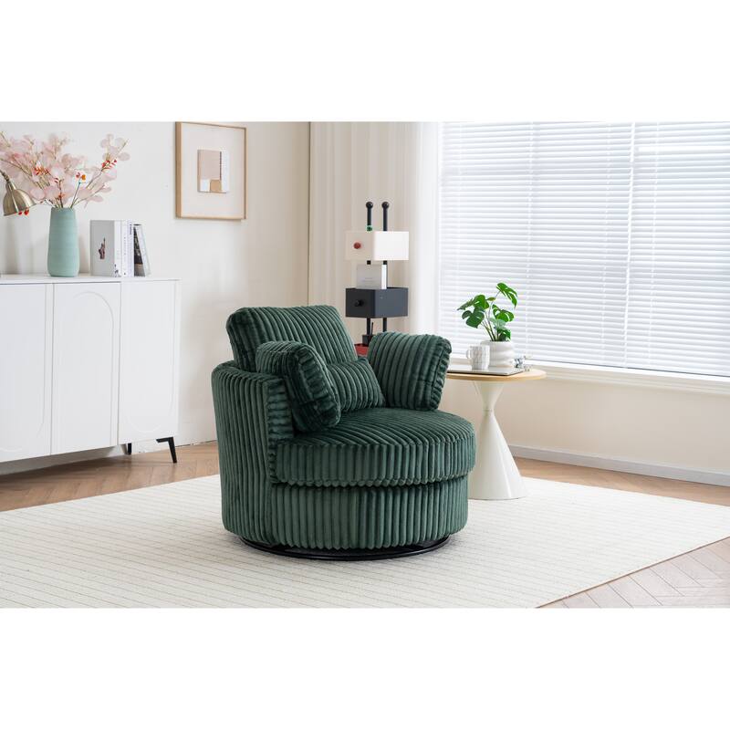 Corduroy Swivel Chair with 4 Pillows