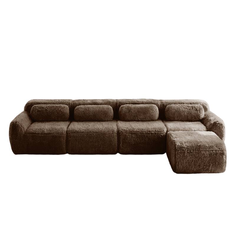 Homy Casa Chocolate Plush Fabric Non-Slip Modular Floor Sofa Sectional