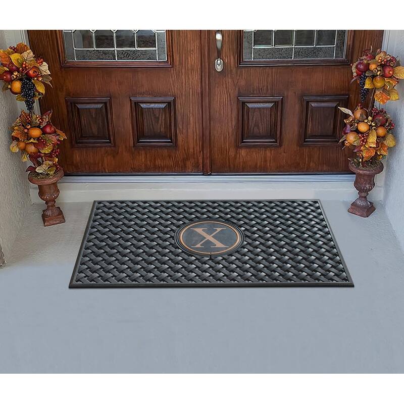 A1HC 100% Pure Rubber Monogrammed Front Door Mat 24" x39" Indoor Outdoor Doormat