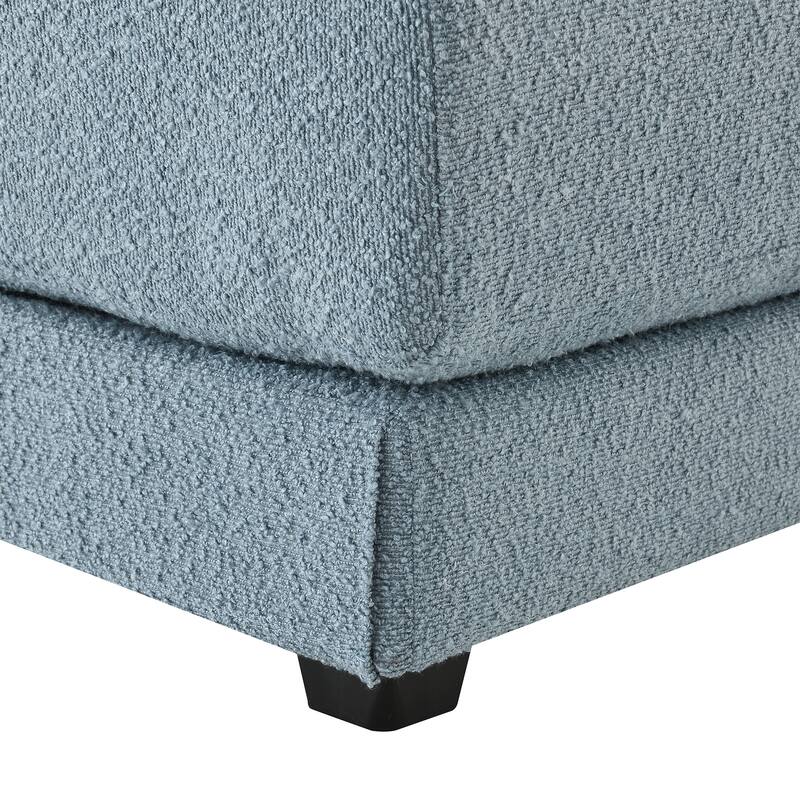 Blue 120" L-Shaped 4 Seater Sectional Sofa with Reversible Chaise and 4 Waist Pillow, Armless Design for Space-Saving Comfort