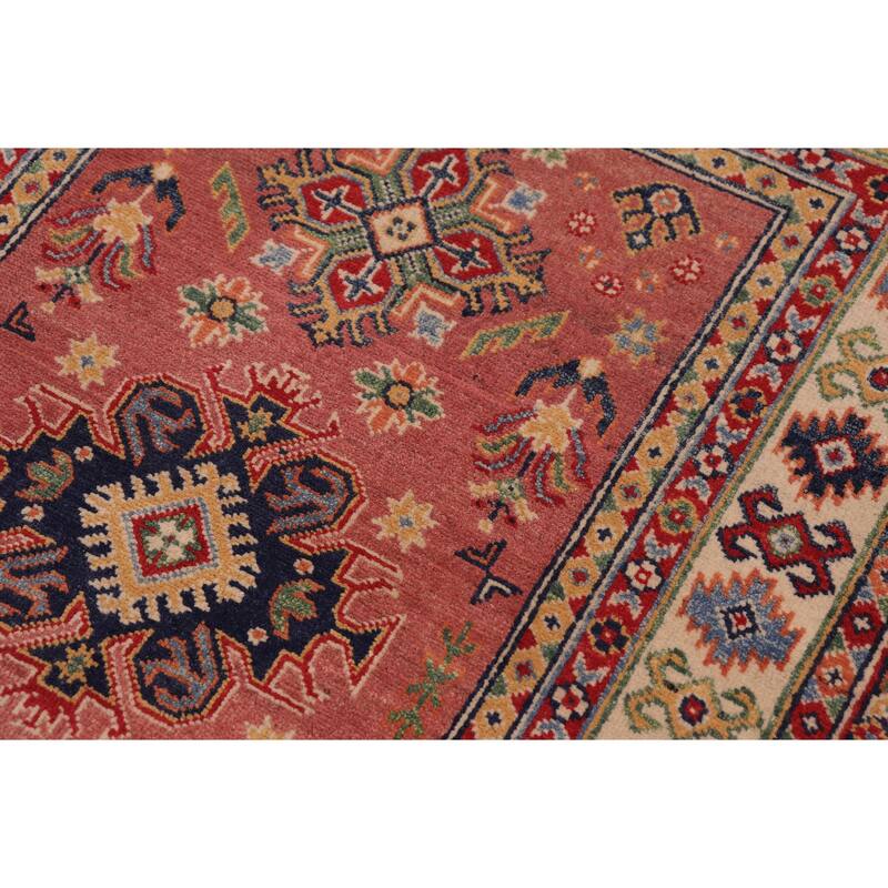 Tribal Kazak Reina Pink/Beige Wool Rug - 3'4'' x 4'10''