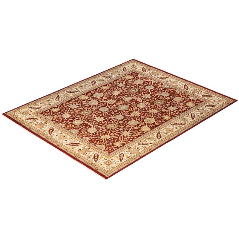 Overton Hand Knotted Wool Vintage Inspired Traditional Mogul Red Area Rug - 8 x 10