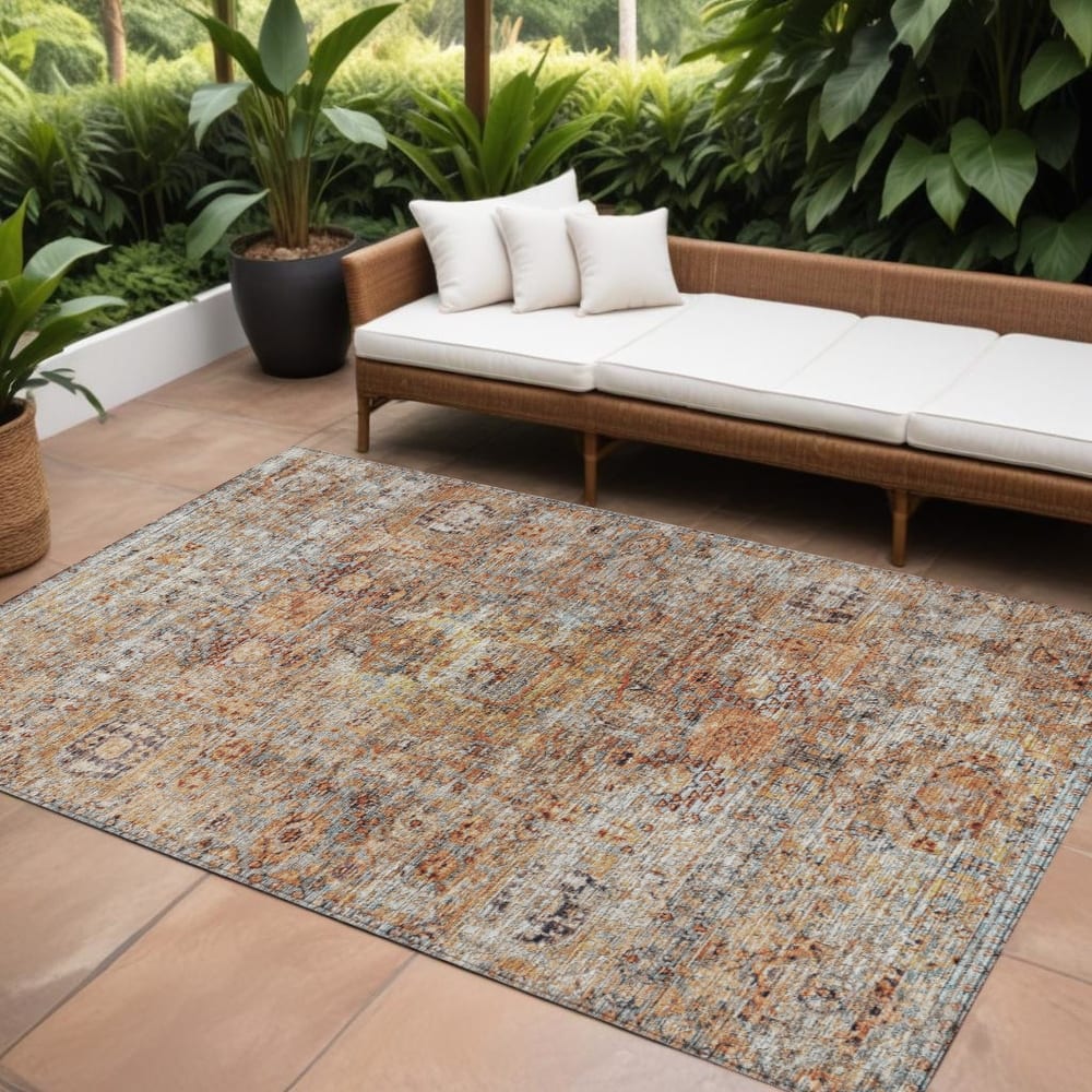 HomeRoots Floral Traditional Rectangle Outdoor Rug