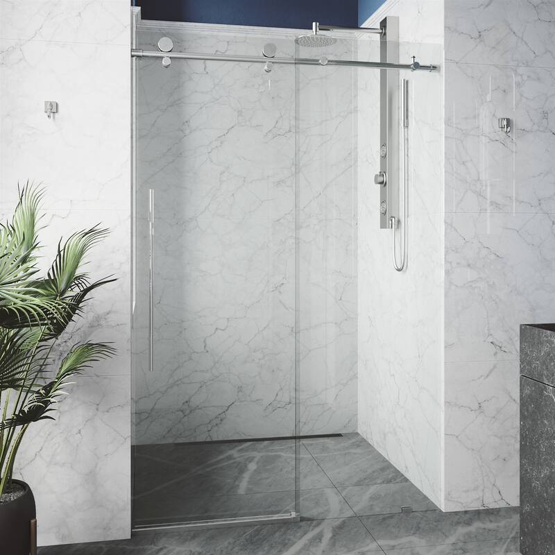 VIGO Elan E-Class Frameless Sliding Shower Door - 56" to 60" W x 76" H - Chrome