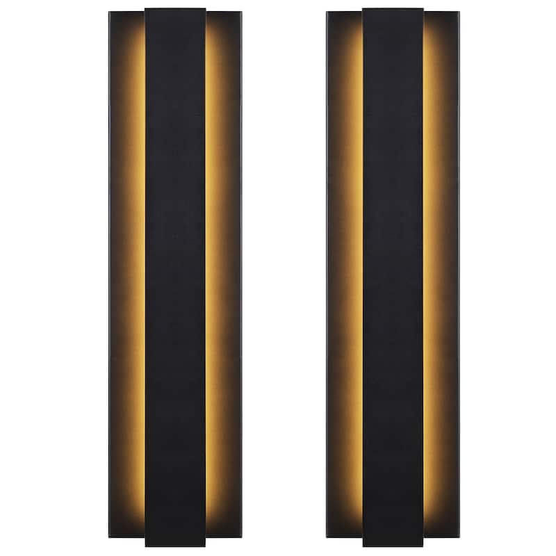 Black Modern/Contemporary LED Outdoor Wall Lantern Sconce 1 or 2 Set - 2Pack/23.6inch